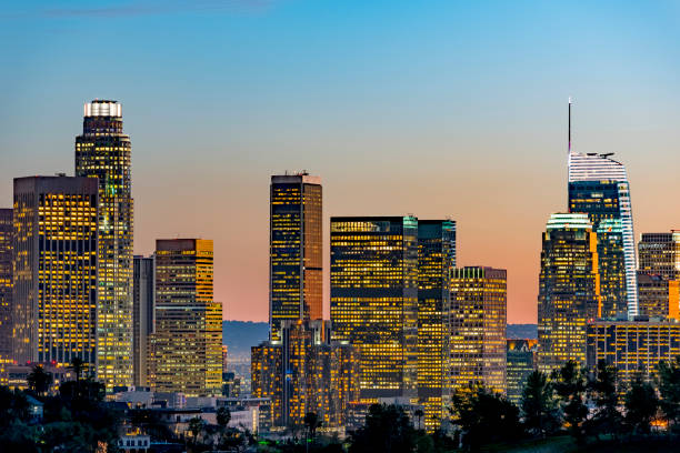 istock Los Angeles Downtown skyline at twilight 976908582