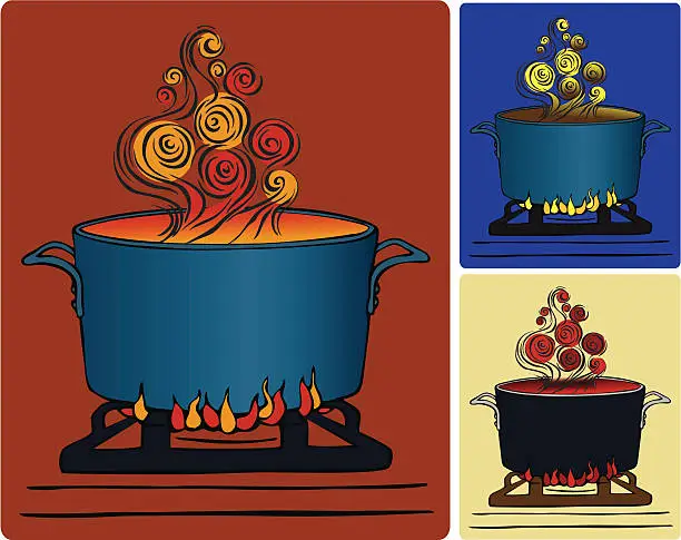 Vector illustration of Steamy Pot of Soup