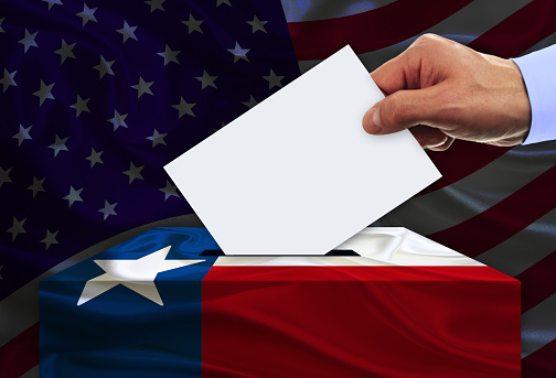 Election in TEXAS - USA, voting at the ballot box