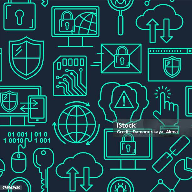 Vector Line Style Seamless Internet Security Pattern Data Protection ...