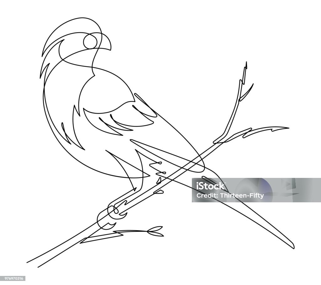 Ligne continue Finch Vector Illustration - clipart vectoriel de Dessin au trait continu libre de droits