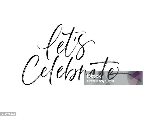 Lets Celebrate Card Stock Illustration - Download Image Now - Celebration, Single Word, Typescript