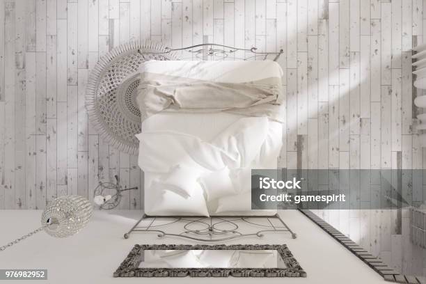 Draufsicht Auf Eine Weiße Schlafzimmer Stockfoto und mehr Bilder von Bett - Bett, Schlafzimmer, Draufsicht
