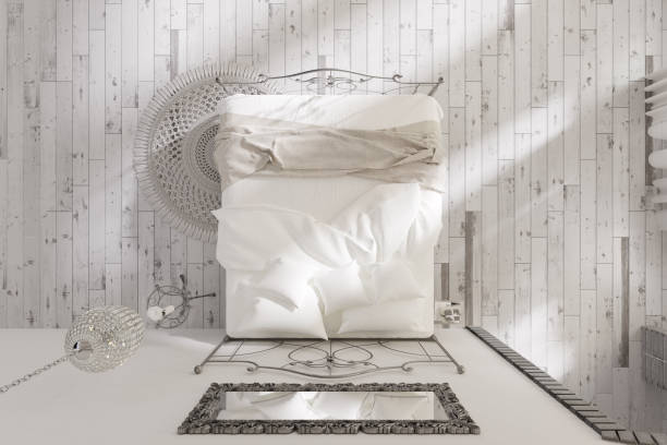 istock Top view of a white bedroom 976982952