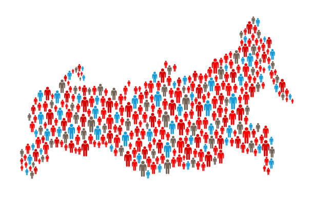 Russia Map People Population. Vector Illustration Russia Map made by people all over census stock illustrations