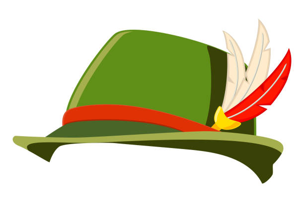 красочный мультфильм немецкий перо шляпу - german culture stock illustrations