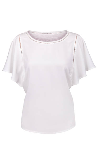 istock Elegant white blouse with flounced sleeves 976999762