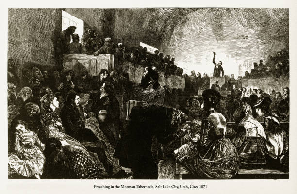 istock Preaching in the Mormon Tabernacle, Salt Lake City, Utah Engraving, Circa 1871 977001452