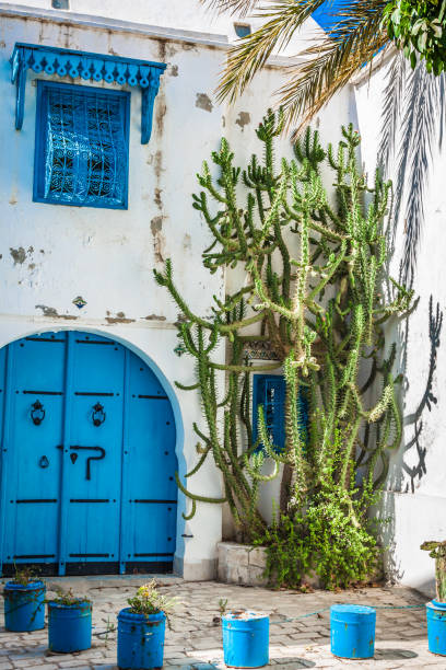 istock Sidi Bou Said - typical building with white walls, blue doors and windows, Tunisia 977006328