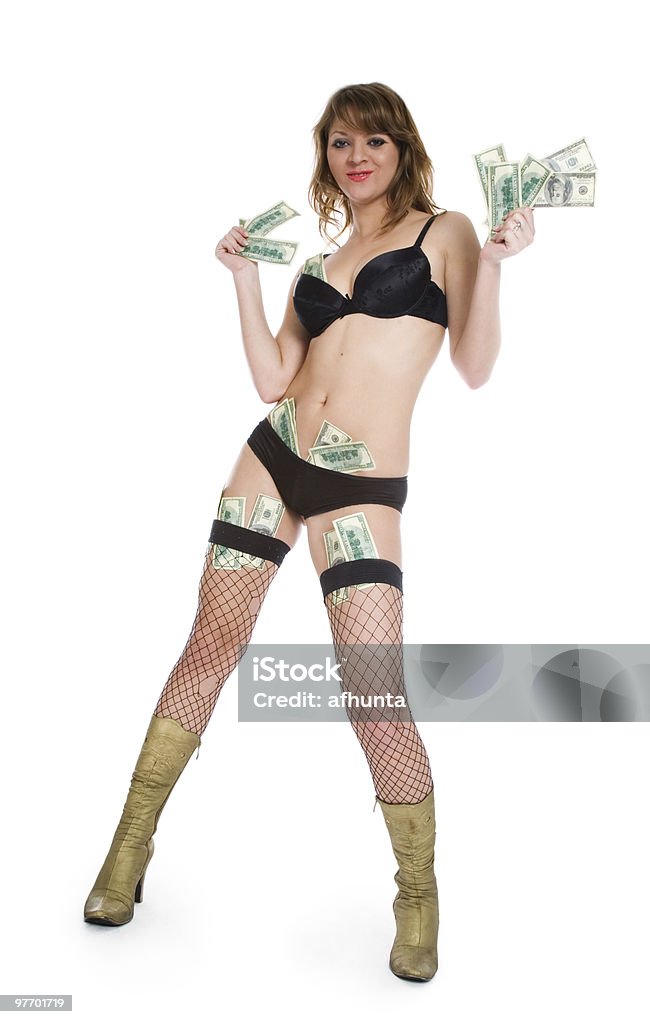 있는 아름다운 소녀 돈을 - 로열티 프리 검은색 스톡 사진