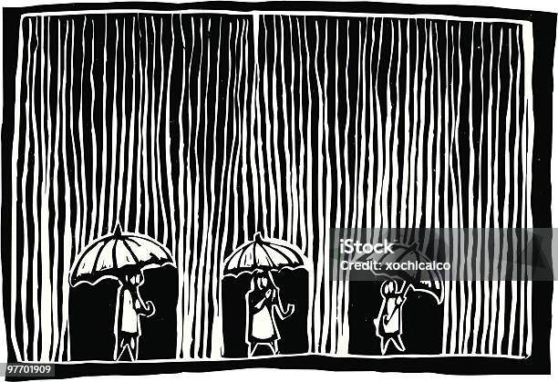 Rainy Tag Stock Vektor Art und mehr Bilder von Holzschnitt - Holzschnitt, Wetter, Depression