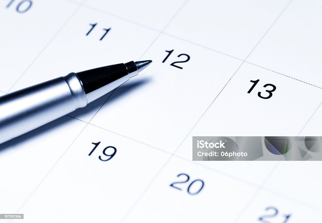 Kalender mit Stift - Lizenzfrei Beleuchtungstechnik Stock-Foto
