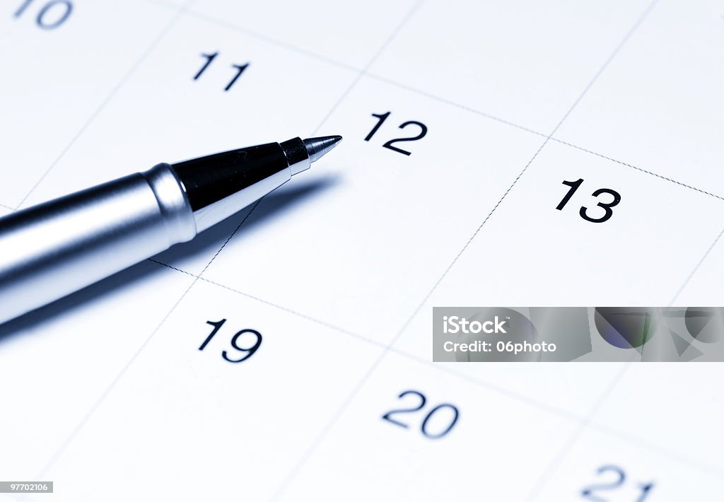 Calendário com caneta - Foto de stock de A Data royalty-free