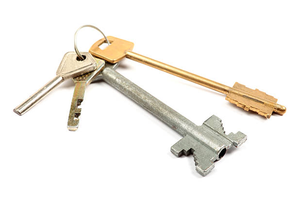 istock Bunch of keys isolated on the white background. 97702365