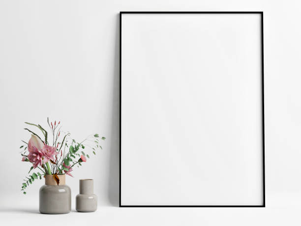istock Mock up poster with flower pot 977050940
