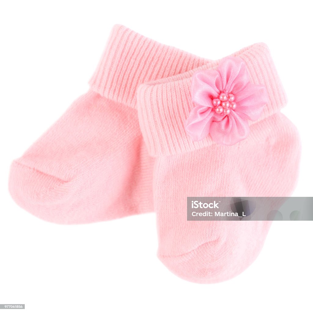 Pair Of Pink Baby Girl Socks Isolated Stock Photo - Download Image Now -  Baby Booties, Childbirth, Clothing - iStock