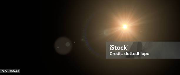 Sunny Lens Flare Effect Overlay Texture Cinematic Format Banner Stock Photo - Download Image Now
