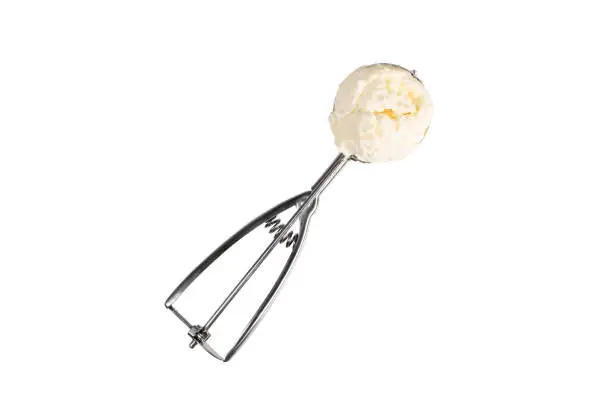 Vanila ice cream scoop isolated on white background