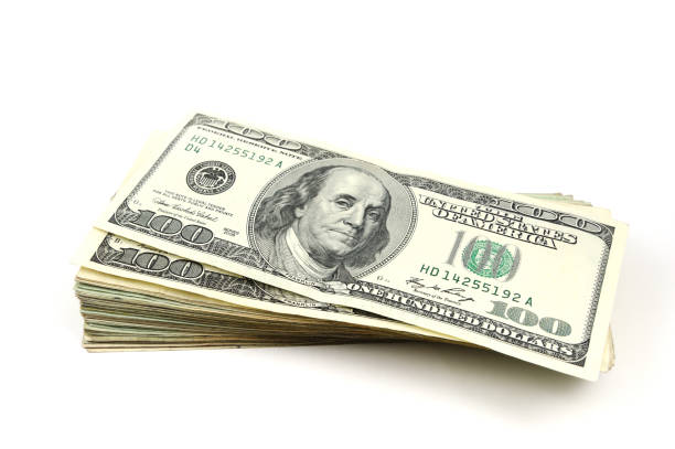 100 달러 지폐 - us currency one hundred dollar bill isolated on white dollar 뉴스 사진 이미지