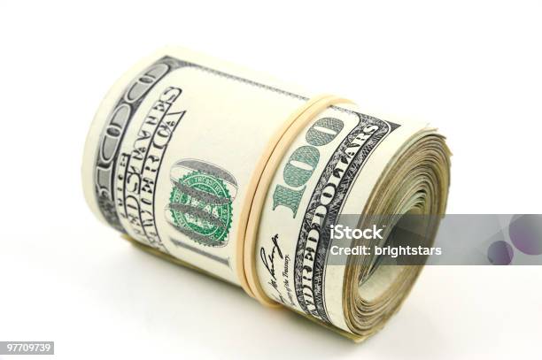 Roll Of 100 Dollars Stock Photo - Download Image Now - American One Hundred Dollar Bill, Clipping Path, Close-up