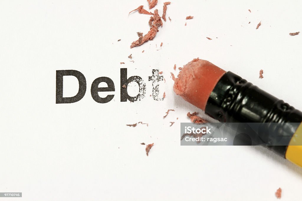 Erasing Debt  Eraser Stock Photo