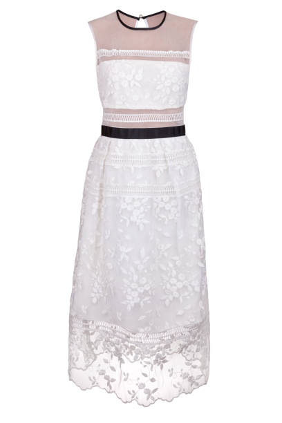 istock White elegant lace dress, isolated on white 977108032