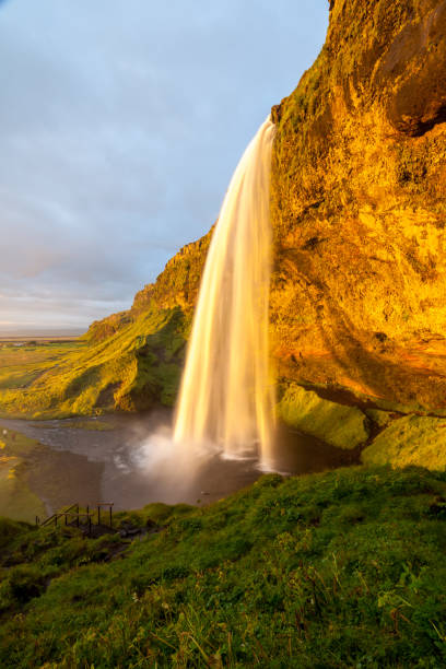 istock Seljalandsfoss waterfall at sunset, South-West Iceland 977110416