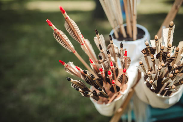 Arrowheads of indigenous arrows made by tribe people in the Brazilian Amazon. Índios do Brasil.