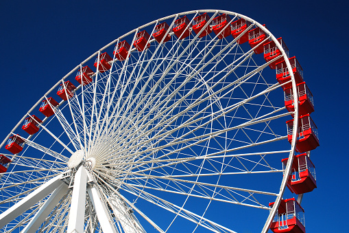 The Ferris wheel at Navy Pier in Chicago is over 200 feet tall.