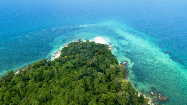 istock Seascape Green Island and Blue sea 977239896