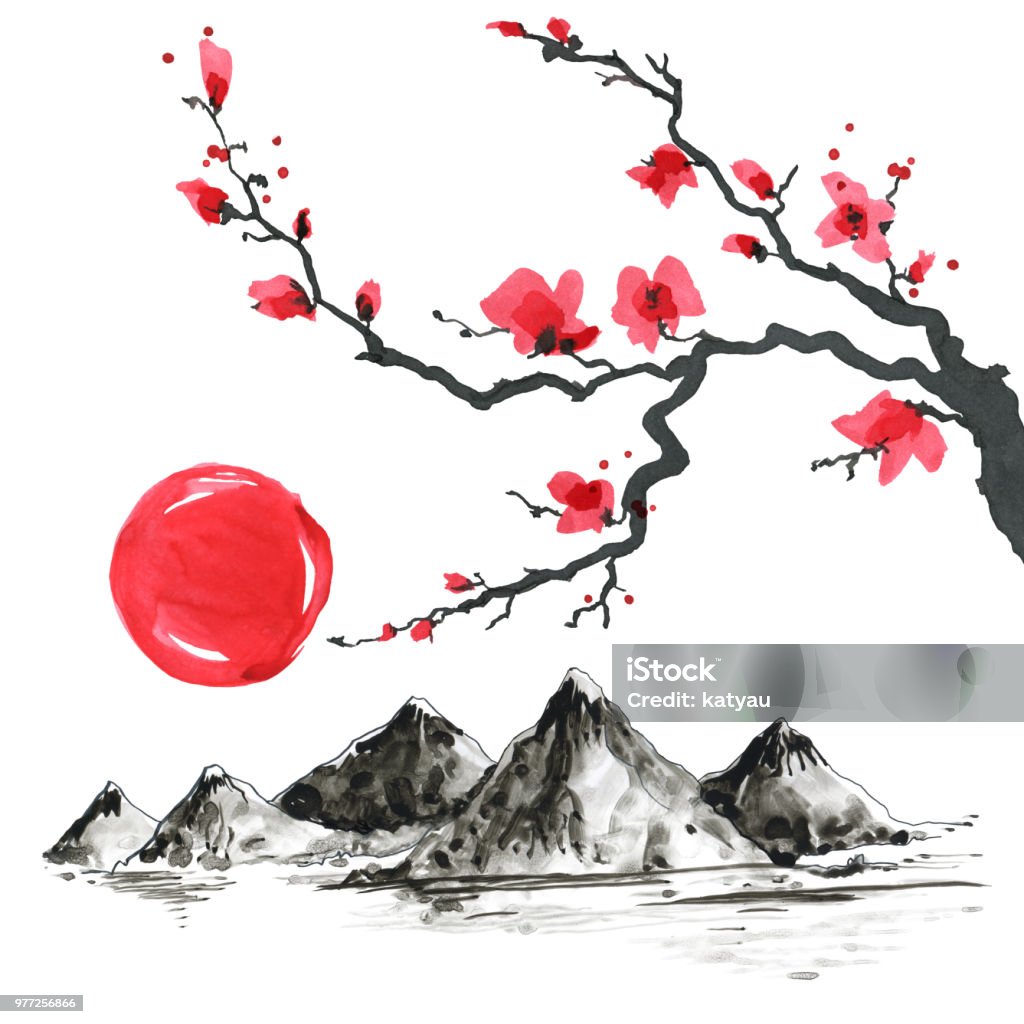 Cành Cây Theo Phong Cách Nhật Bản Minh Họa Tranh Vẽ Tay Màu Nước Hình Minh  Họa Sẵn Có - Tải Xuống Hình Ảnh Ngay Bây Giờ - Istock