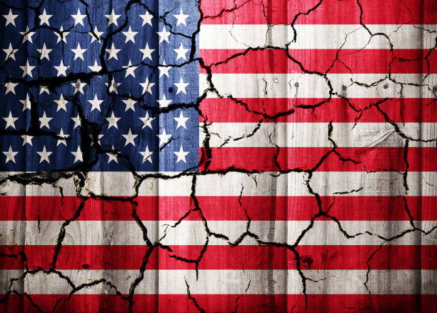 istock Digital Composite Image Of Cracked Wall With American Flag 977320944