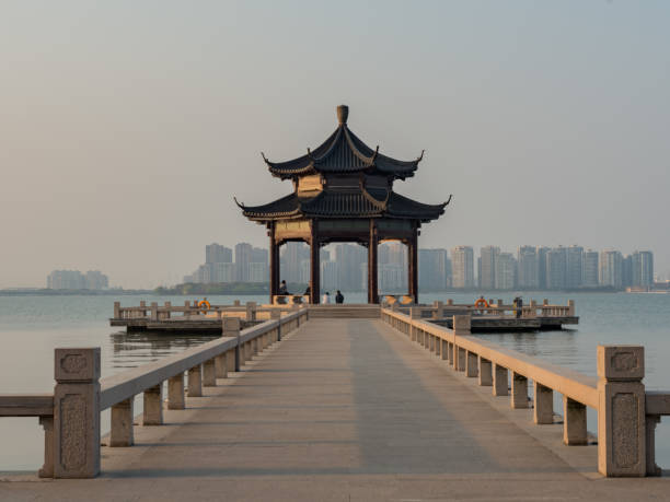 istock Chinese alcove on the lake 977323882