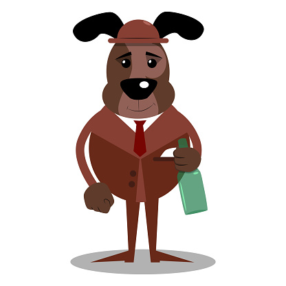 Cartoon Illustrated Dog Holding A Bottle Stock Illustration - Download  Image Now - Alcohol - Drink, Animal, Bar - Drink Establishment - iStock