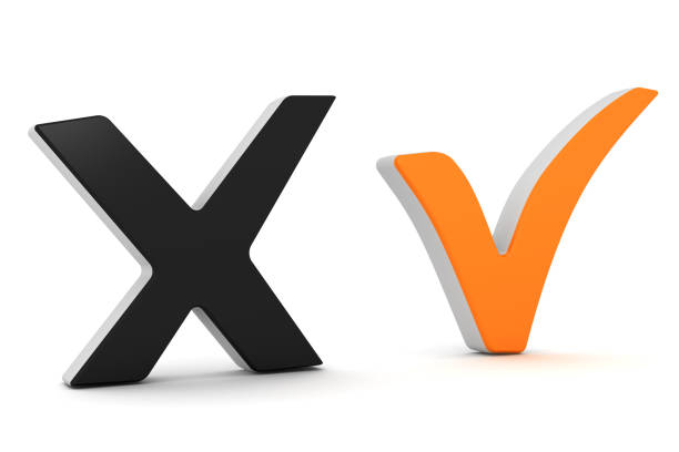 Yes and No symbol for vote, isolated on white background. 3d image renderer