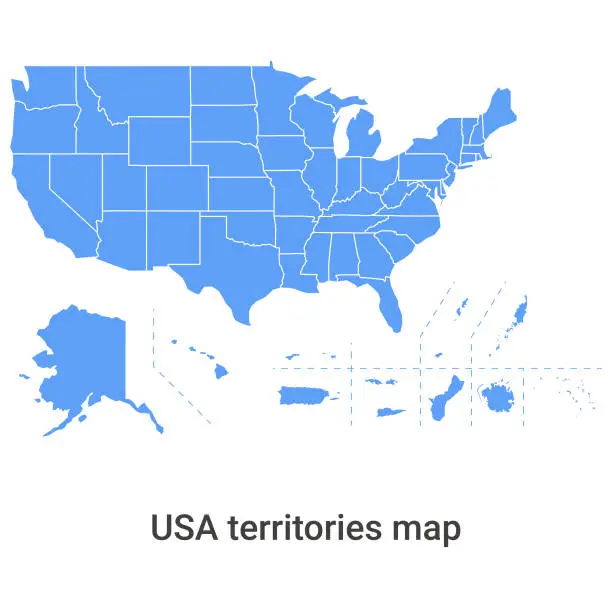 Vector illustration of USA territories map