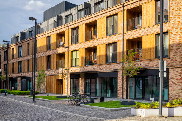 istock New complex of apartment buildings with a brick facade 977391208