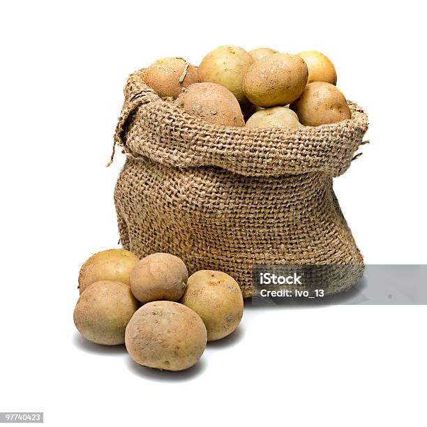 Sack Of Potatoes Stock Photo - Download Image Now - Bag, Color Image, Food