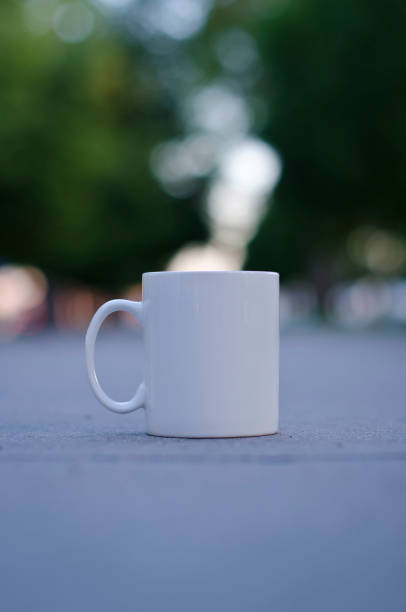 istock A blank white mug on the park sidewalk 977421658
