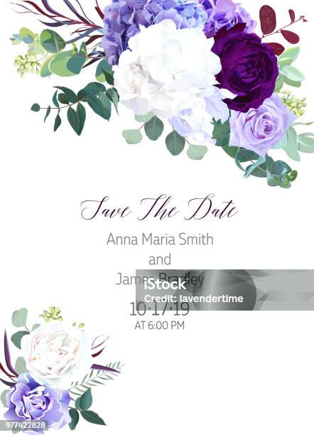 Elegant Seasonal Dark Flowers Vector Design Wedding Frame Stock Illustration - Download Image Now