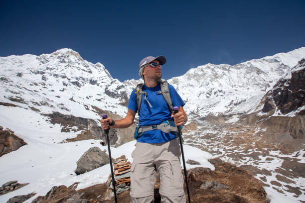 istock Trekker on the way to Annapurna base camp, Nepal 977422994