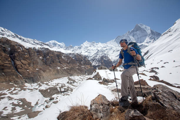 istock Trekker on the way to Annapurna base camp, Nepal 977423028