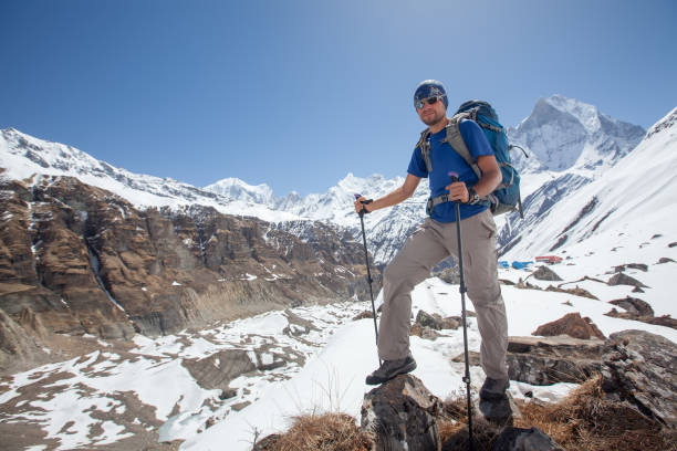 istock Trekker on the way to Annapurna base camp, Nepal 977423040