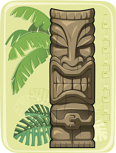 tiki#2 - tiki hawaiian culture banana leaf god stock-grafiken, -clipart, -cartoons und -symbole