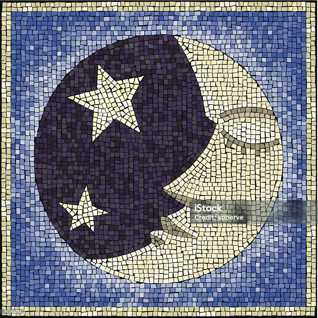 Lua cara mosaico - Royalty-free Azulejo arte vetorial