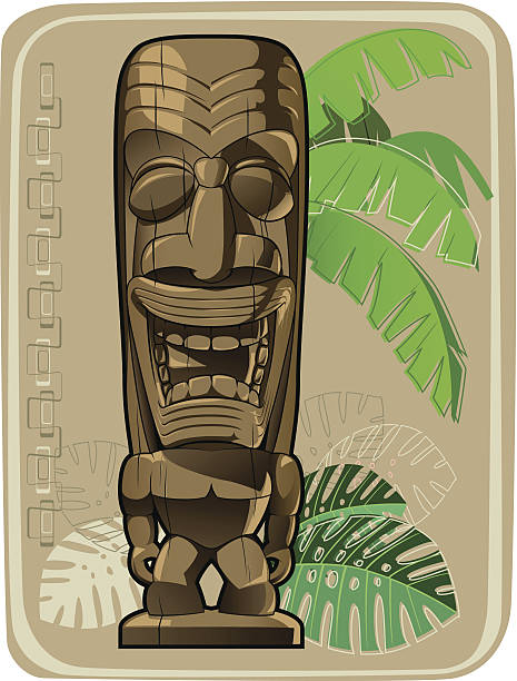 tiki#3 - tiki hawaiian culture banana leaf god stock-grafiken, -clipart, -cartoons und -symbole