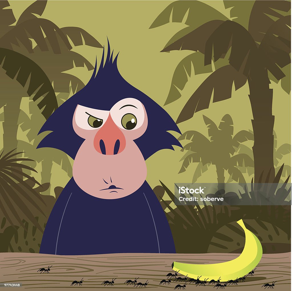 À la banane - clipart vectoriel de Grand singe libre de droits