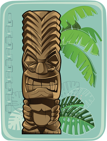 Tiki totem. Background isolated, global colors.