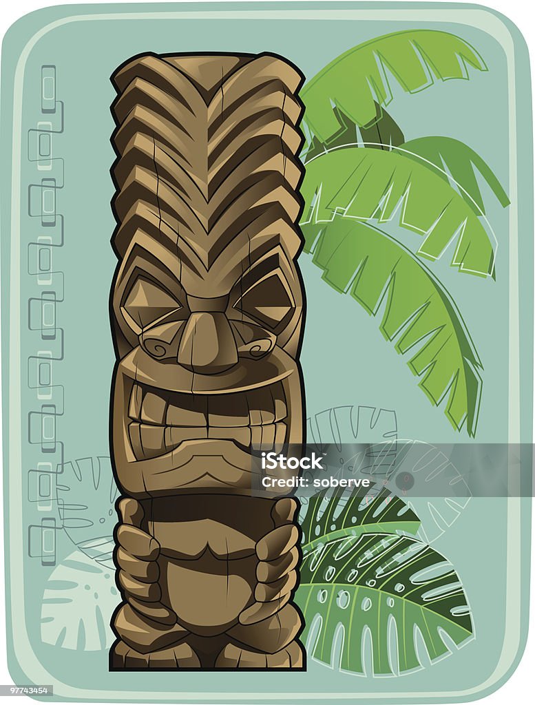 Tiki #4 Tiki totem. Background isolated, global colors. Tiki stock vector