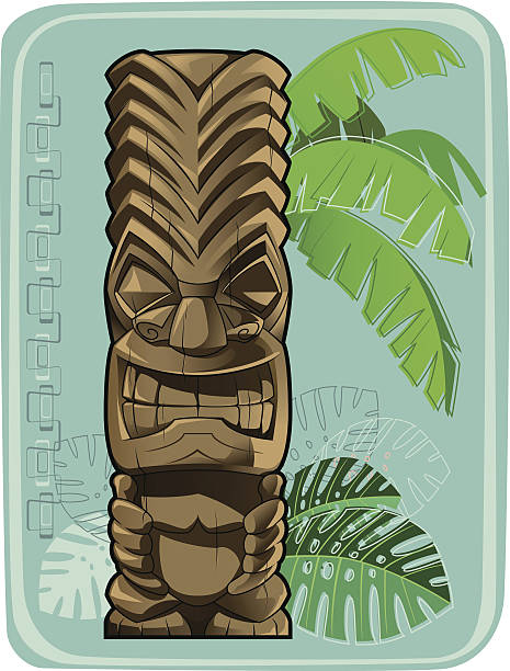 Tiki #4 Tiki totem. Background isolated, global colors. totem pole face stock illustrations